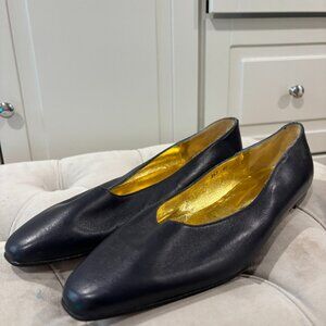 Vintage Italian Black All Leather Flats - Carloyn Roehm